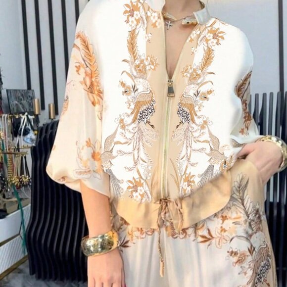 Multicolor Boho Women's 2 piece top and pants set - Picture 4 of 4